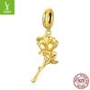 S925 Silver Lover Rose Pendant, Romantic Valentine'S Day Electroplated Rose Gold Beaded Bsc145