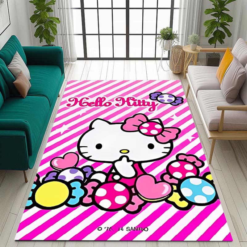 3D cute Hello Kitty cartoon rug, suitable for bedrooms, living rooms, sofas, home doormats, large size children's play mat, Q-01