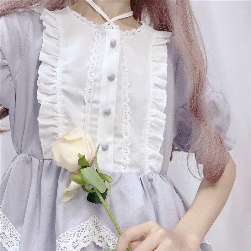 Japansk Harajuku Kvinner Sommer Prinsesse Lolita Kjole Gotisk Bandasje Svart Maid Kawaii Ruffles Kjole