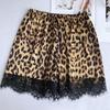 Summer Leopard Lace Splicing Pajamas Women Sexy Vest Shorts Set Soft Sleeveless Deep V Neck Home Pajamas