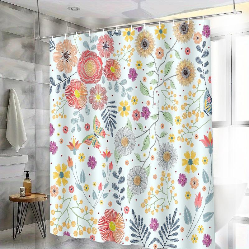 Cartoon Octopus Washable Dirt-Resistant Shower Curtain Shower Head Waterproof Polyester Bath Curtain For Home Decor Accessories
