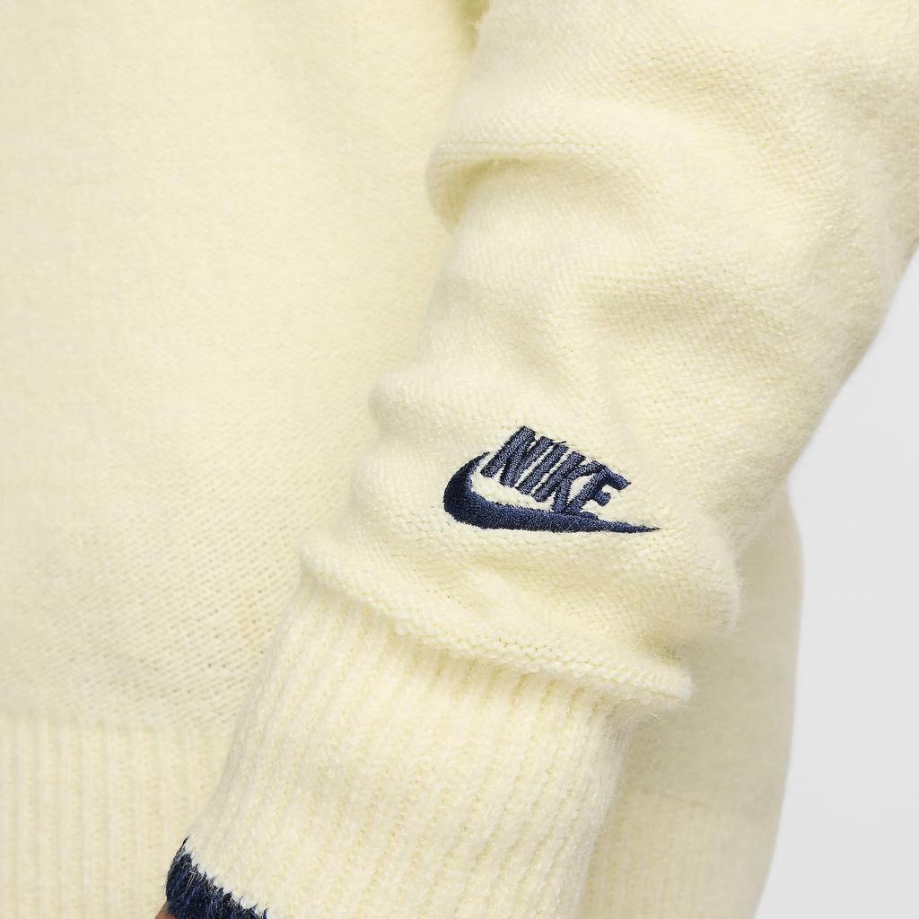 Nike Paris Saint-Germain Tech Pack Series Football Pullover V-Neck Long Sleeve Knit Top Men Tops Snow-White FQ7801-744