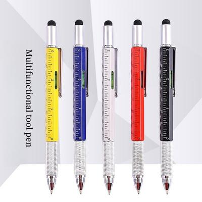 1 Peça Caneta Ferramenta Multifuncional Seis em Um Nível Régua Caneta Touch Screen Criativa Chave de Fenda de Duas Pontas Caneta Esferográfica