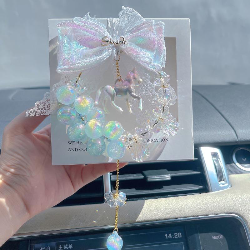 Dopamine Bubble Bead Zodiac Horse Car Pendant Vehicle Rearview Mirror Decoration
