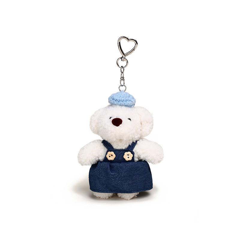 Original Jinnew Adorable Plush Denim Puppy Keychain Cute Bag Charm Gift Accessory