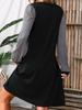 Spring European & American V-Neck Buttoned Striped Loose Knit Dress - Long Sleeve Casual