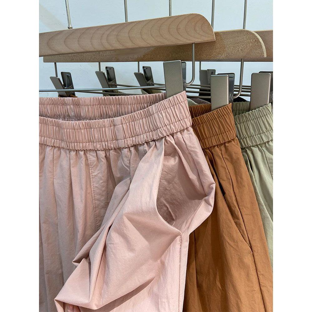 Plus Size Casual Elastic Waist Nine-Point Carrot Pants for Women - Summer Thin, Loose, Versatile Harem Style