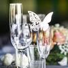1Set 25Pcs 3D Butterfly Wine Glass & Wall Decor Stickers - Laser - Cut Skeleton Paper Cup Cards for Weddings, Pink & White