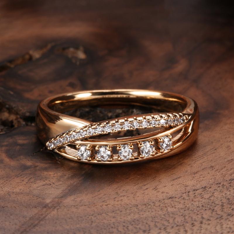 Trendy Rose Gold Color Bride Wedding Rings For Women Luxury Natural Zircon Accessories Party Daily Fine Jewelry