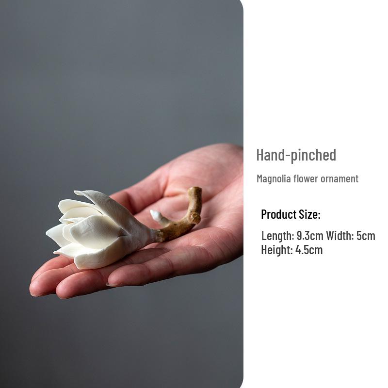 Handmade Ceramic Magnolia Incense Holder: Color-Changing Flower Ornament for Tea Ceremony or Table Decoration