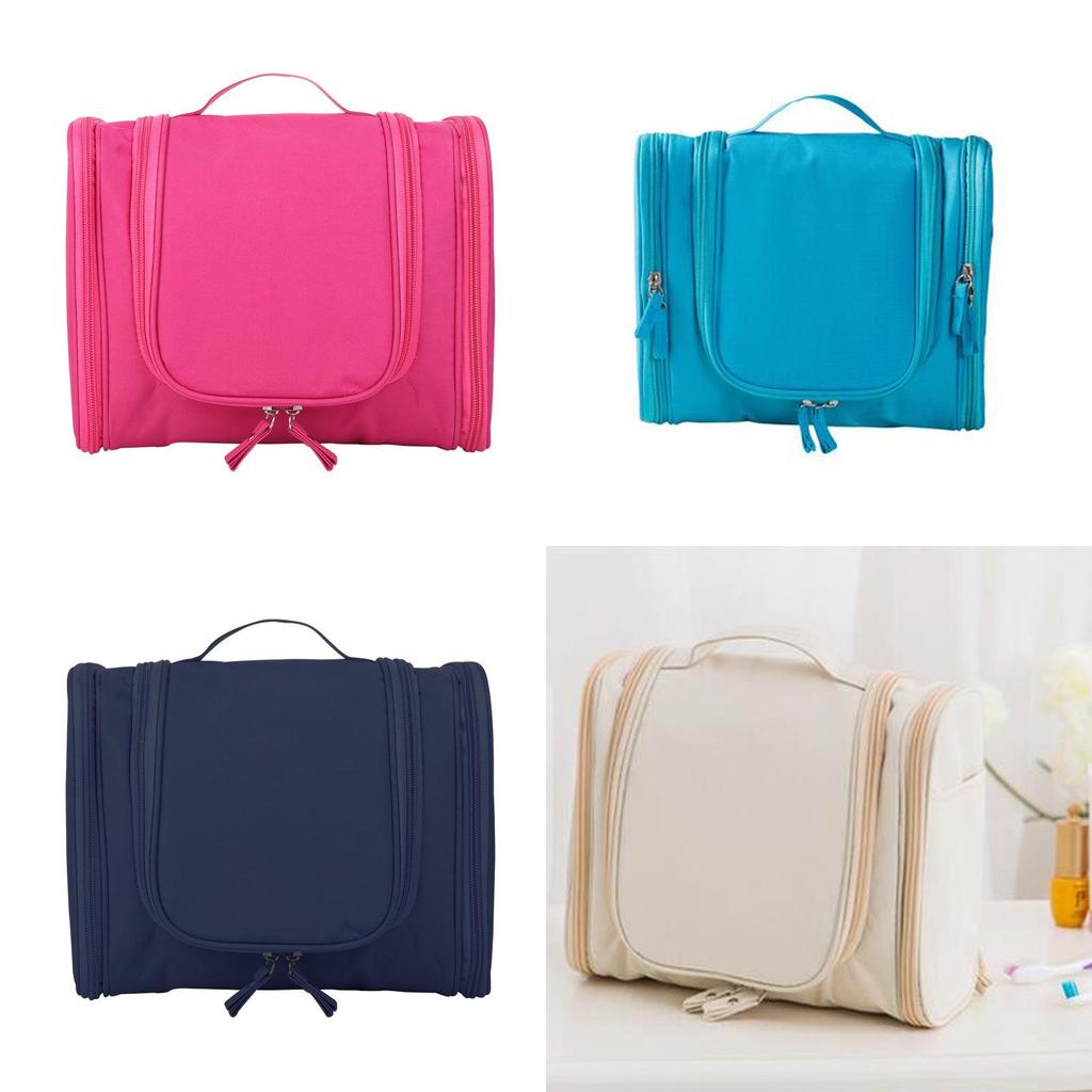 Travel Toiletry Bag With Hanging Hook And Dual Zippers For Bathroom Organization