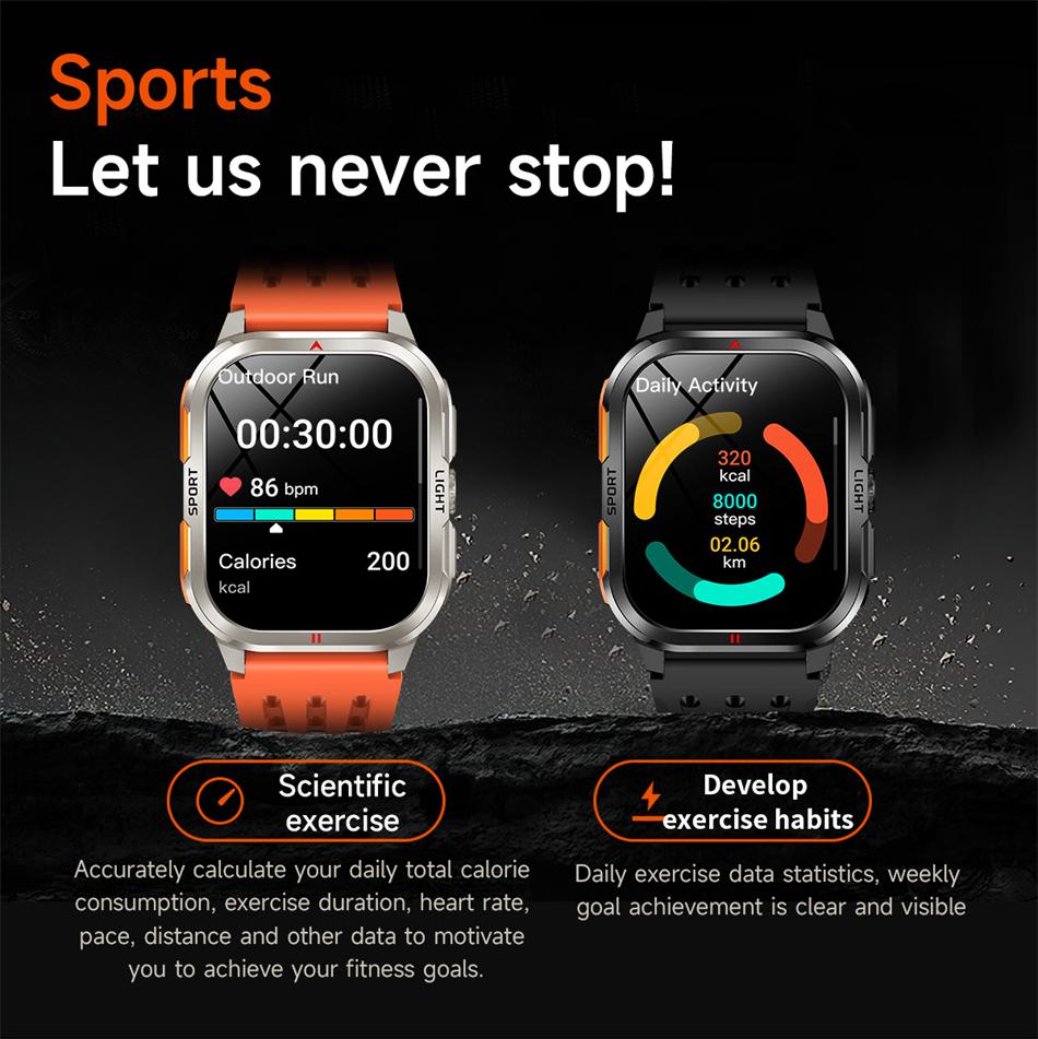 SACOSDING Rugged Smart Watch Men Outdoor Sport Smart Watches Heart Rate Monitor Bluetooth Call Man Smartwatch For Androd ios