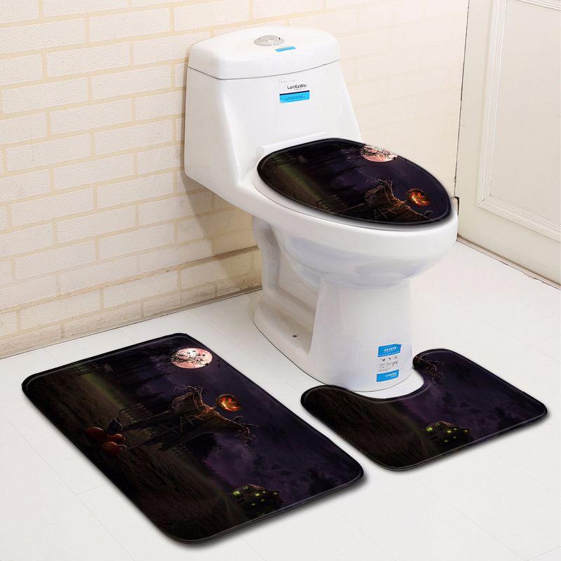 Halloween Bathroom Toilet Three-Piece Floor Mat Doormat Bathroom Carpet