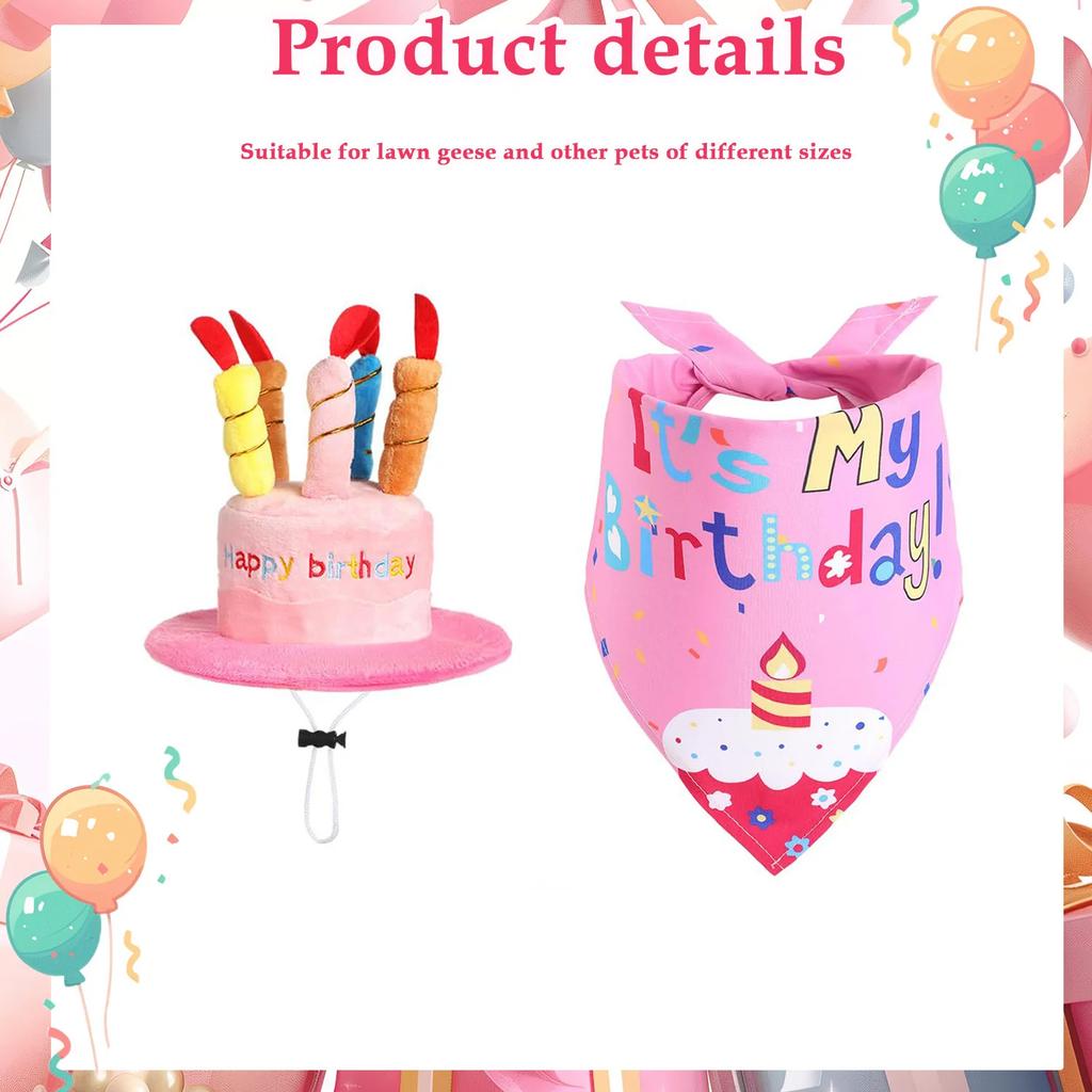 Cake Hat And Bandana Ensemble for 17-23 Inch Plastic Goose And Duck Decorations Lightweight Hat with Adjustable Bandana