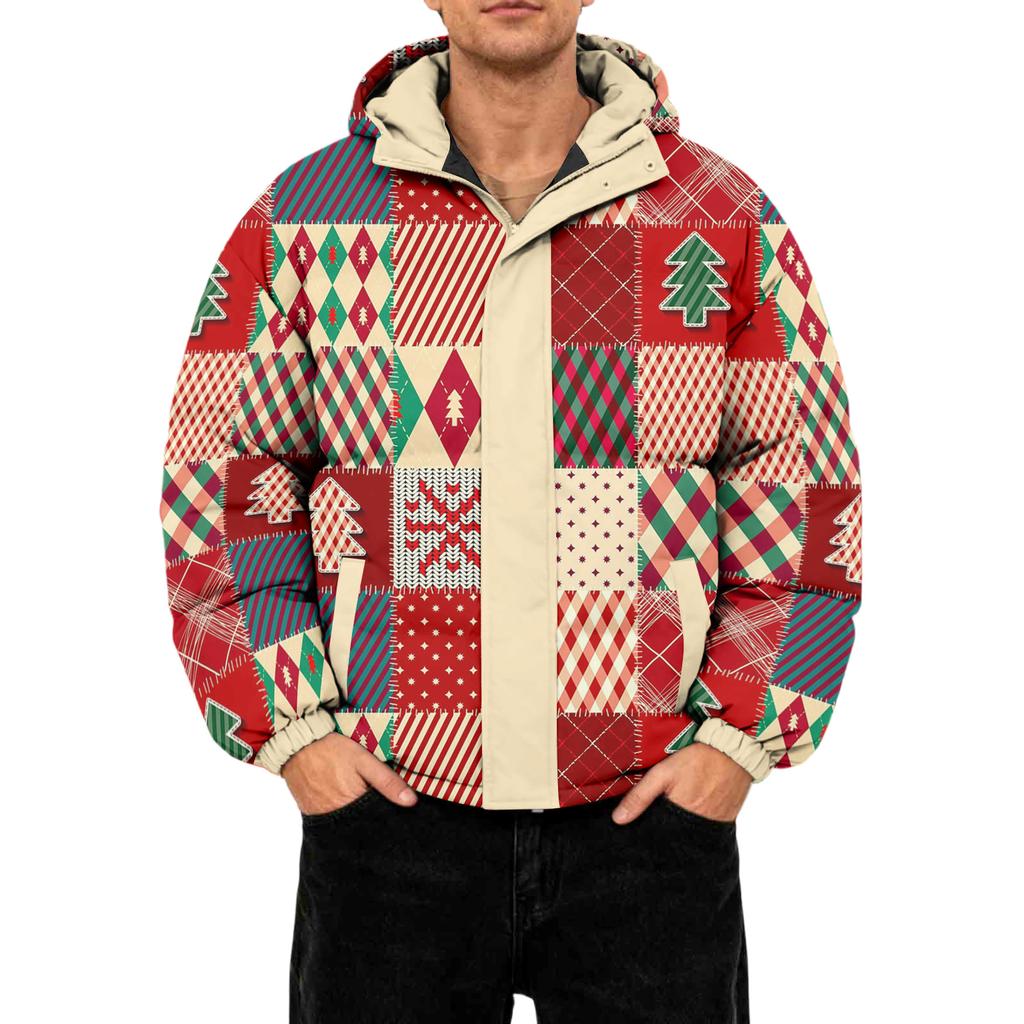 Men's Oversized Casual Down Jacket With Long Sleeves And Hood