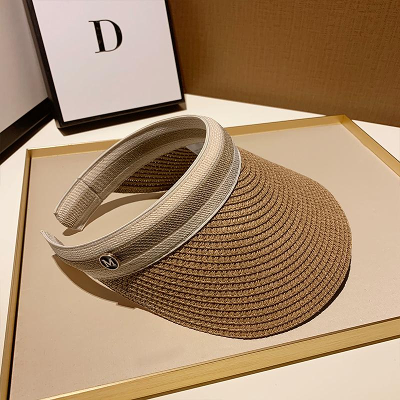 Women's Sun Protection Straw Visor Hat for Beach Vacation