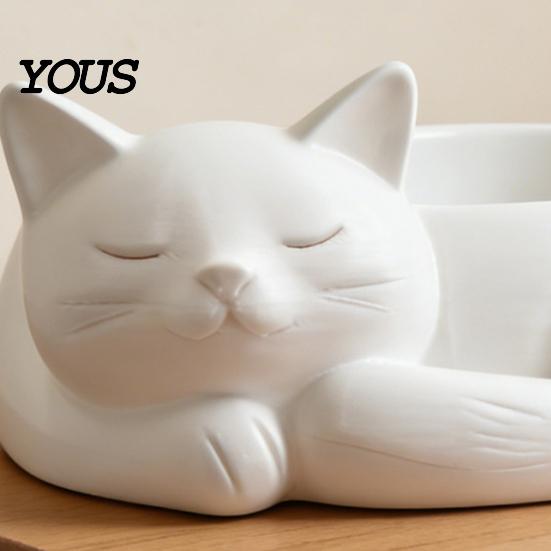 Cute Cat Flowerpot 3D Printed Jewelry Storage Holder, Succulents Flowerpot, Nordic Ornament Style Desktop Organizer for Rings Earrings Bracelets