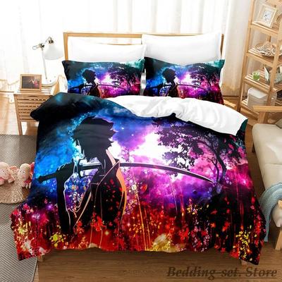 Comfortable Anime Print Bedding Set With Duvet Cover And Pillowcases Single Twin Full Queen King Sizes For Adults And Kids