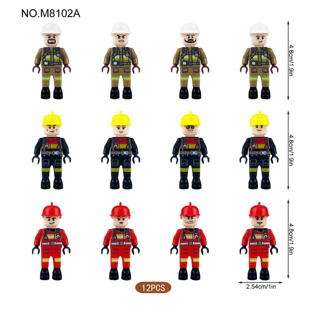 Figura de Bombero 8102 Niños Bloques de Construcción Ensamblables Juguete Ciudad Partículas Pequeñas Muñeco de Dibujos Animados