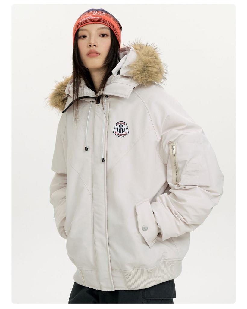 Winter Street Hooded Parkas Mens New Thickened Trendy Fur Collar Cotton Jackets Warm Zipper Pocket Fluffy Coats