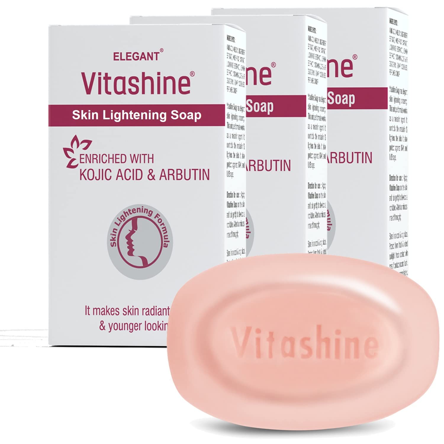 Vitashine Kojic Acid Soap 75gm | Pack Of 3 | Kojic Acid Soap For Skin Lightening and Hyperpigmentation | With Arbutin, Liquorice Extracts & MultiVi