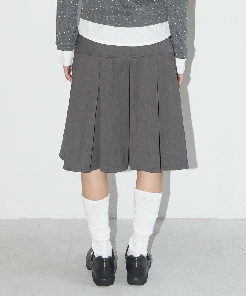 Fancy Club [Nf] Formal Button Pleated Midi Skirt (Gray)_F24Qd871