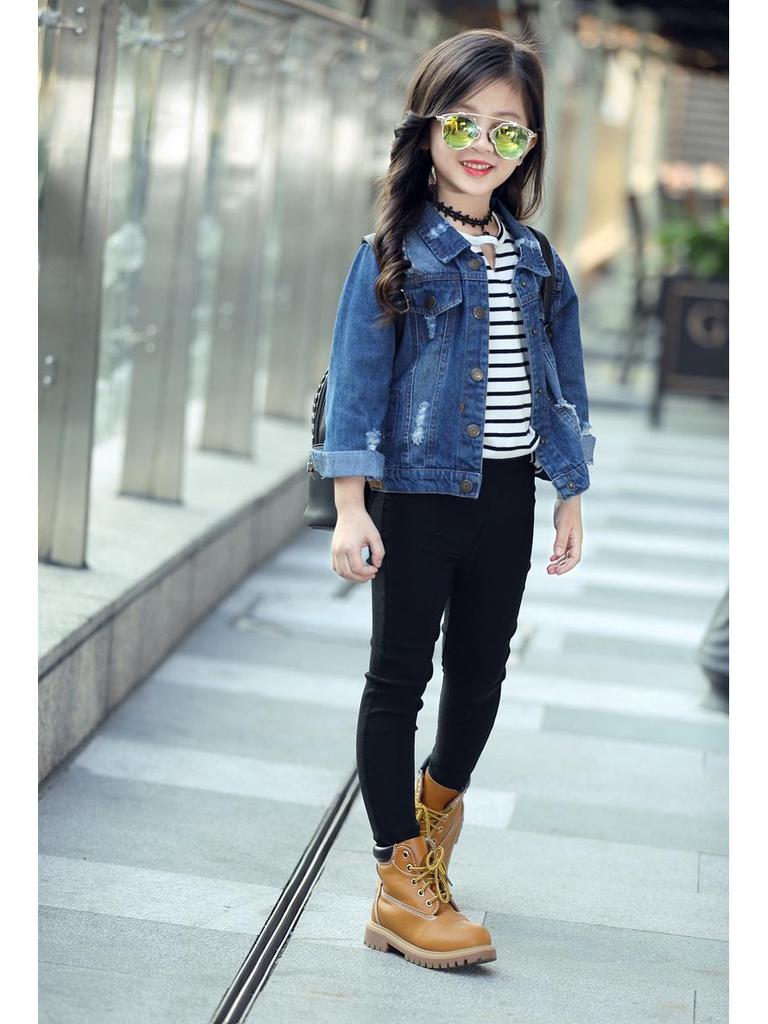 Legginsy dziewczęce dopasowane, elastyczne - Rozmiary średnie i duże, Imitacja jeansu