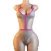 Sexy Semi-Sheer Hollow Lace Up Bodysuit For Women Exotic Teddy Lingerie  Hot Open Crotch Jumpsuit Sexy Costumes