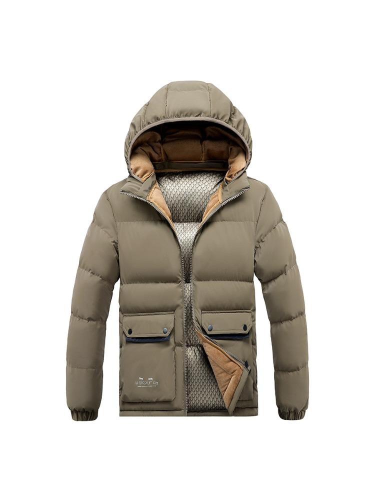 Comfortable and Versatile Jacket Light Cotton Jacket Men's Models Winter Solid Colour Removable Cap Thickened Hooded Slim Jacket Men