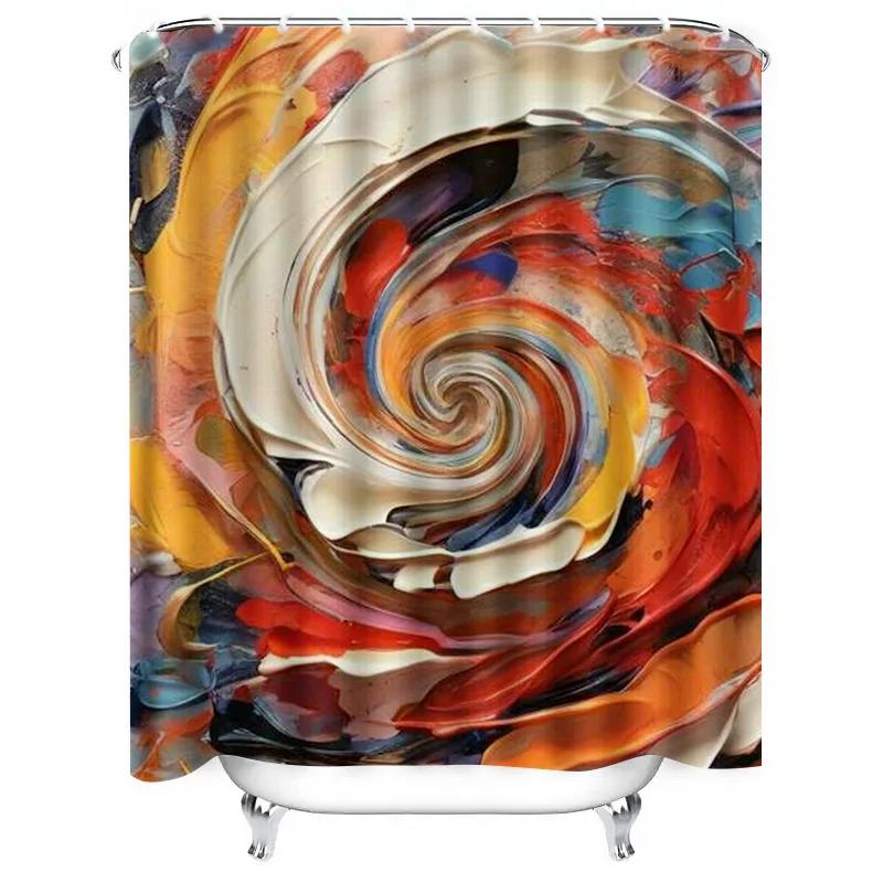 Vibrant Abstract Swirl Waterproof Shower Curtain - Colorful Art Design for Bathroom Decor, Perfect for a Unique Look