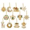 12 pcs Snowman Christmas Tree Hanging Pendant Xmas Tree DIY Rhinestone Pendant Art Kit  Christmas