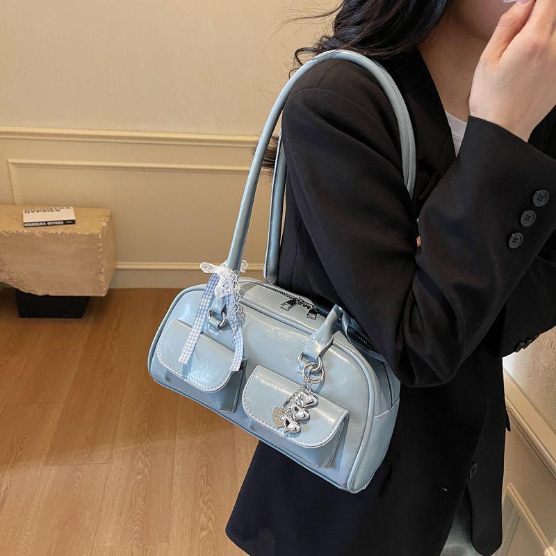 2025 Spring Star-Style High-Value Women's Large Bow Ribbon Shoulder Bowling Bag