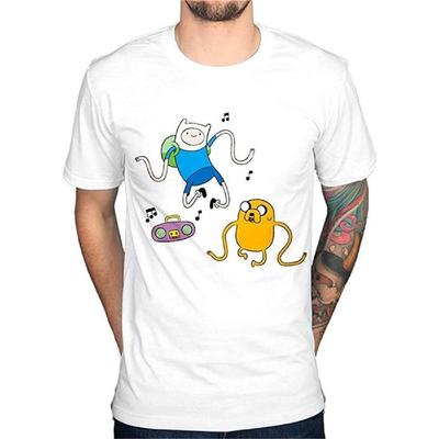 Adult T-Shirt Adventure Time Radio Finn Jake Land T-Shirt Cotton Short Sleeve Funny Shirt