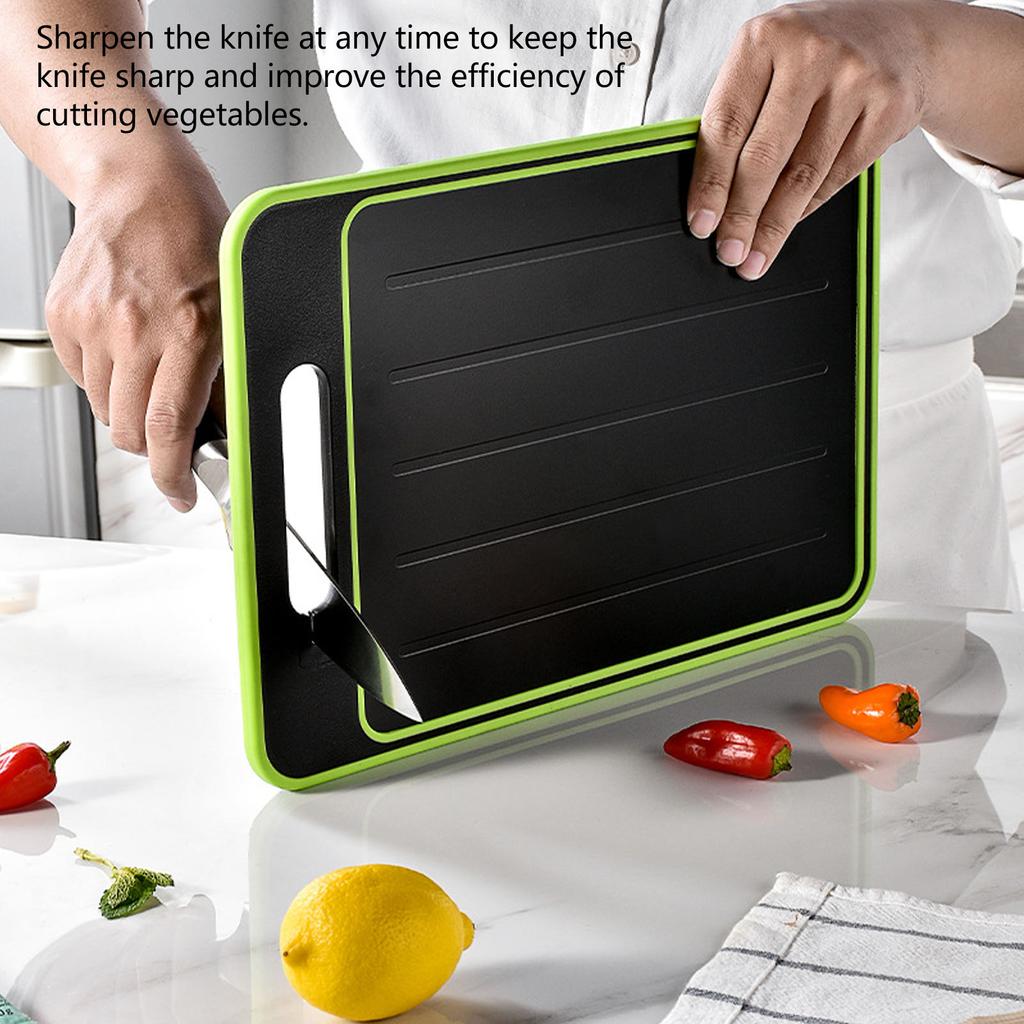 Double Sided Cutting Board Double Sided Cutting Board Rapid Thawing and Grinding Plate with Knife Sharpener for Kitchen