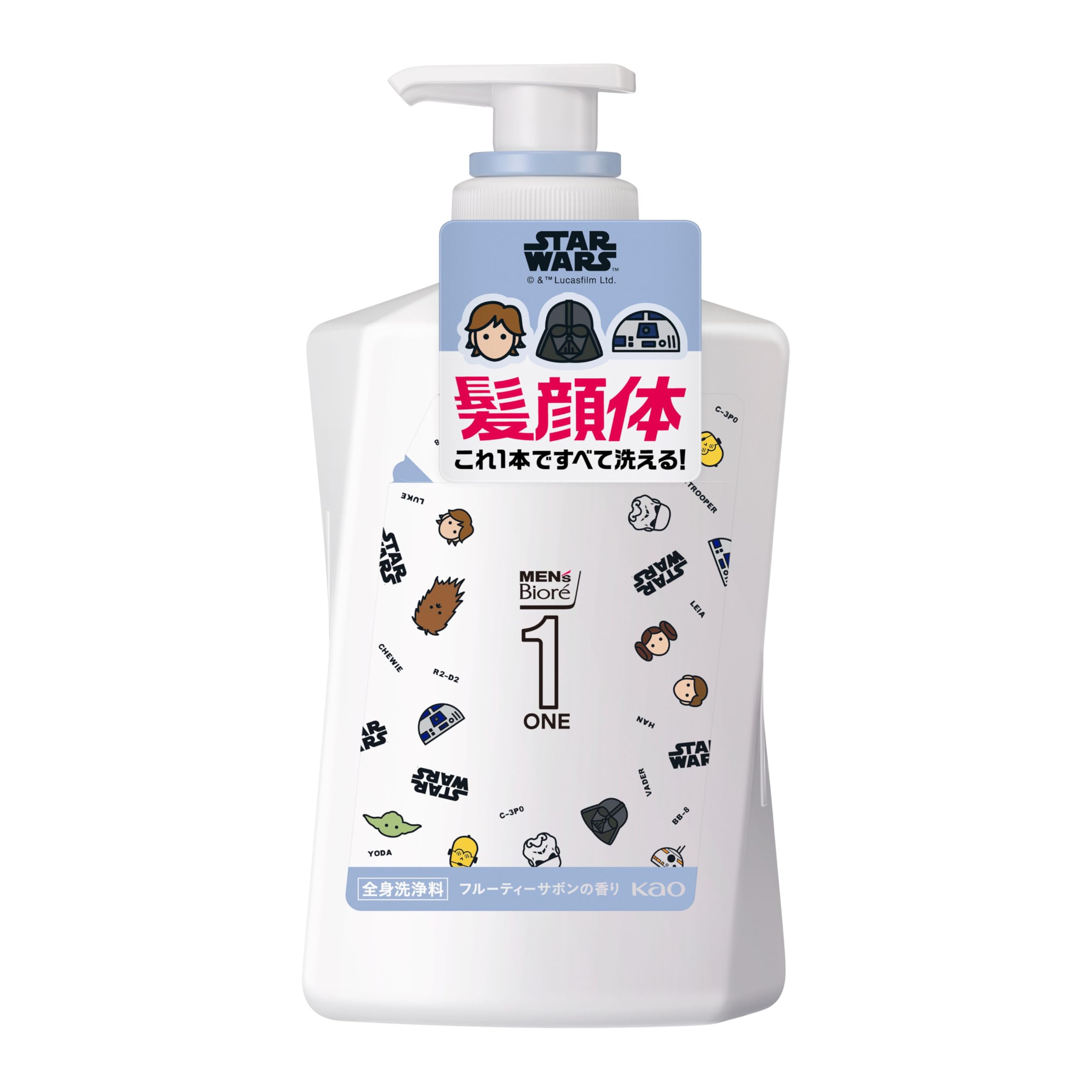 Men s Biore ONE All-in-One Body Wash, Fruity Soap Scent, Star Wars Design, 480ml, Men s