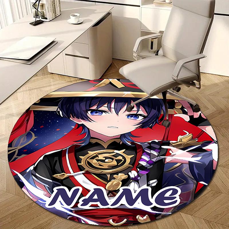 Personalized Genshin Impact Round Chair Office Rug - Perfect for Mat, Office Chair & More - Ideal Gift for Birthdays and Holidays