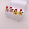 Color Contrast Daisy Flower Earrings Niche Design Sensitive Mori Oil Drip Earrings In Wind Earrings