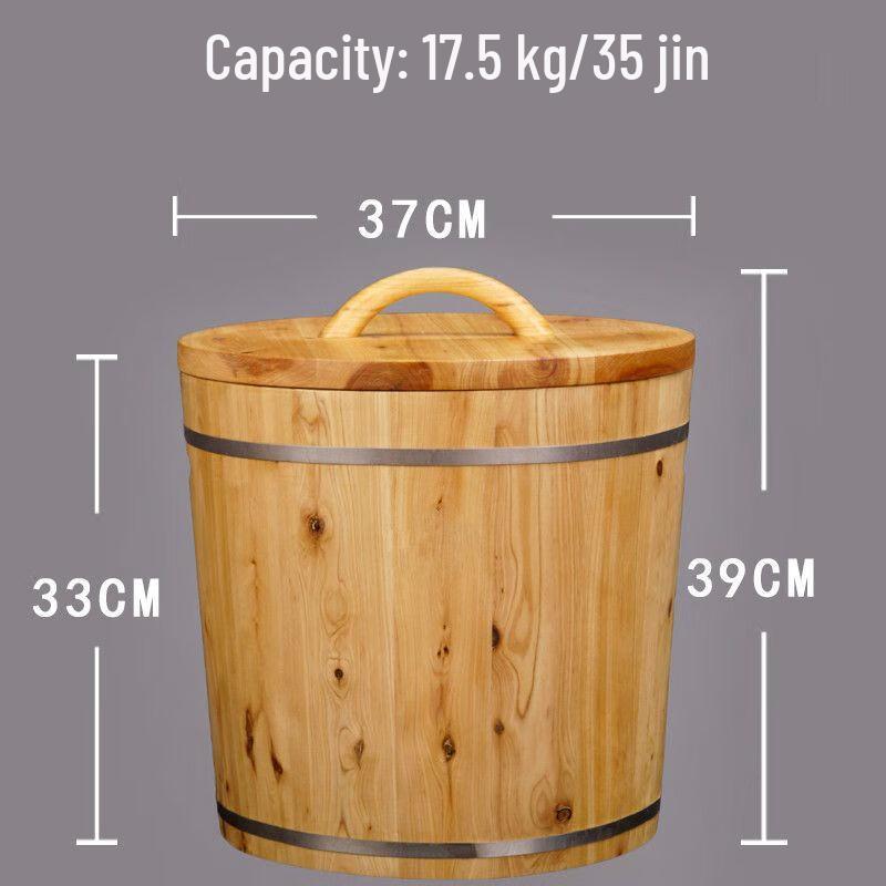 Solid Wood Sealed Rice Storage Bin