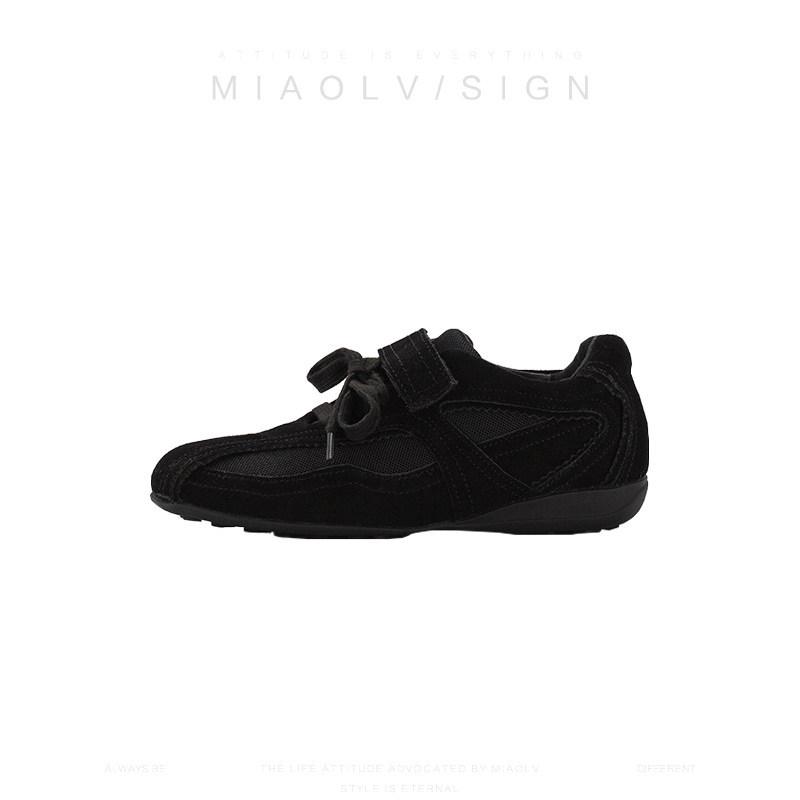 Leather Retro Ballet Training Shoes Women'S Spring Versatile Velcro Soft Sole Comfortable Casual Sports Forrest Gump Shoes