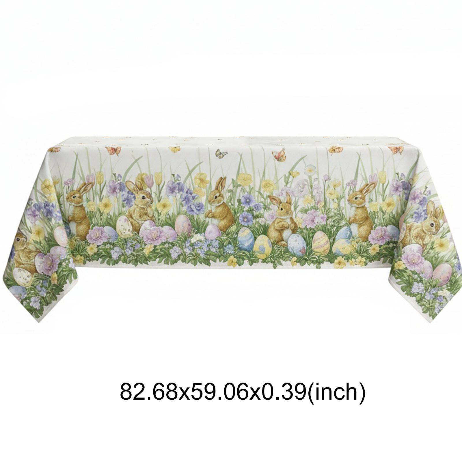 

150x210cm Easter Bunny Table Runner Washable Dining Table Runner Waterproof Cute Rabbits Tablecloth for Home Restaurant Party