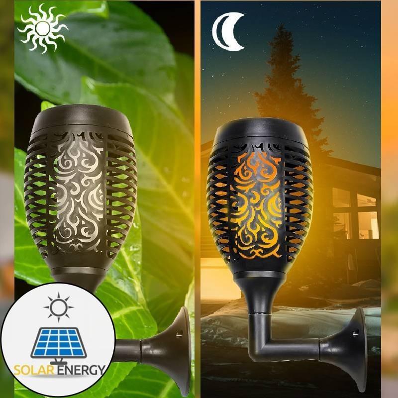 Outdoor Solar Flame Light Led Wall Torch Decoration For Patio And Garden Eu Certified