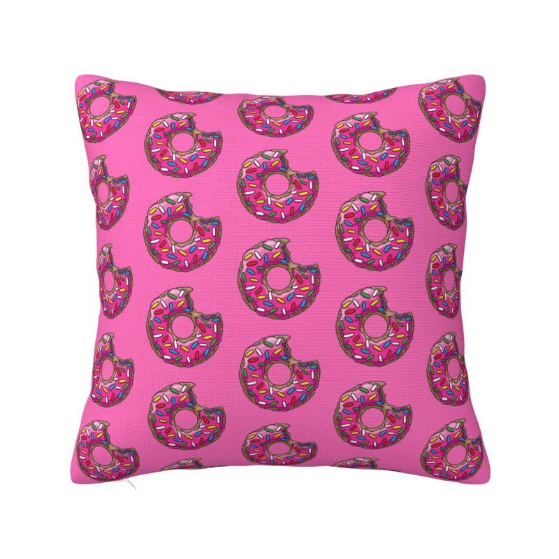 Custom Pink Donut Pillow Case Decor Home Food Bread Doughnut Nordic Cushion Cover Square Pillowcase
