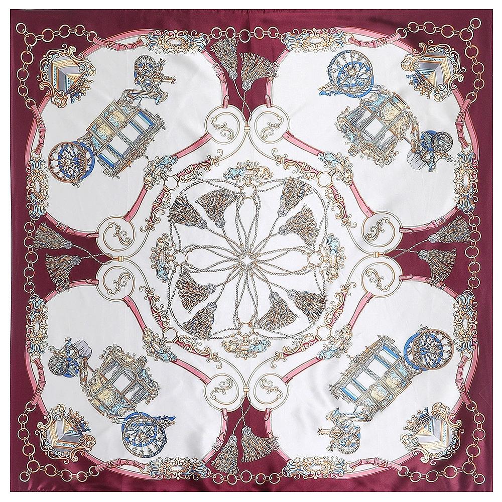 90*90cm Imitation Silk Printed Small Square Scarf Luxury Tassel Foulard Hijabs For Ladies
