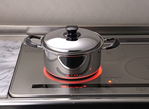Yoshikawa Integrate Tsubame-Sanjo 22cm 4.5L Double-Handled Pot with Lid, Induction and Direct Heat Compatible, Made In Japan, SJ3396