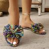Retro Damenschuhe Sommer Runde Zehenpartie Flache Schuhe Einfache Damen Schleifen Hausschuhe Rutschfest Damen Strandschuh