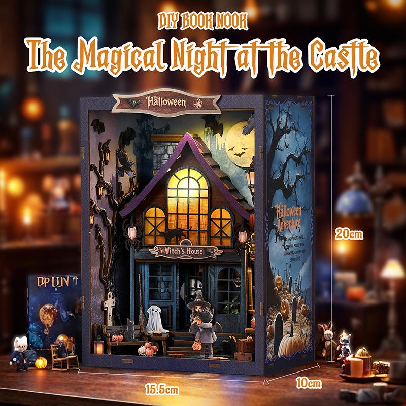 Retro DIY Wooden Castle Wonderful Night House Figurines Miniatures Kits With LED Lights Home Decoration For Adult Handmade Gifts