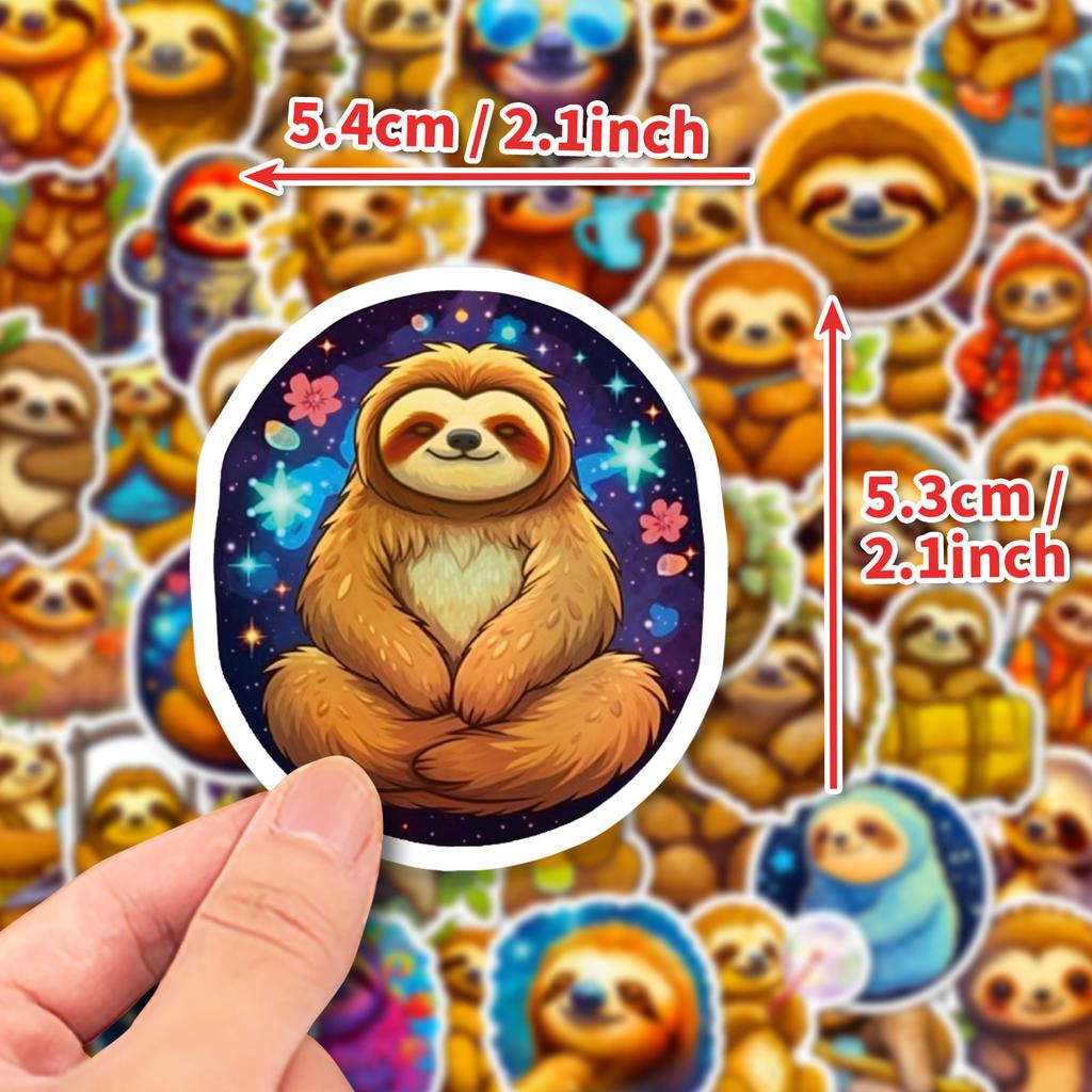 50 Cartoon Cute Sloth Stickers Cute Sloth Doodle Stickers