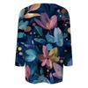 Women's Fashion Casual Round Neck Three-quarter Sleeve Retro Floral Print T-shirt Top