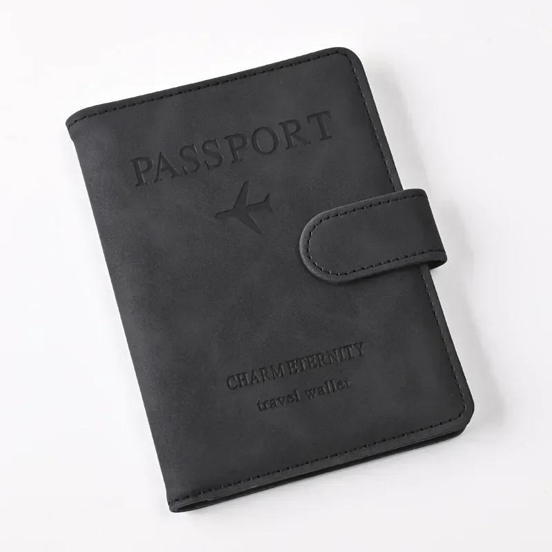 PU Leather Passport Cover Multi Card Slots ID Card Holder Document Cover Passport Holder Ticket Clip Travel Accessories Wallets