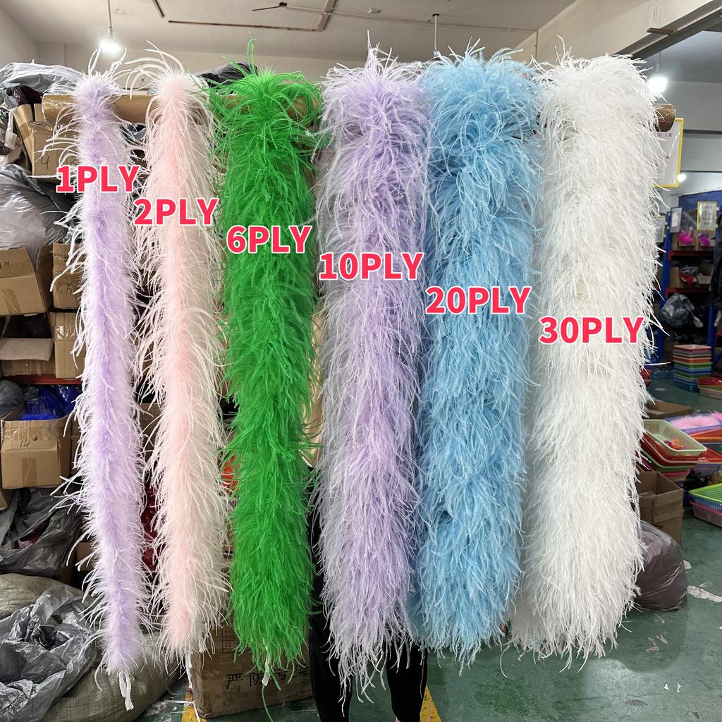 DIY Blau Natürliche Straußenfedern Boa Schal 1-20 Lagen Flauschige Federn Band Schal für Hochzeit Weihnachten Schal Röcke Nähzubehör